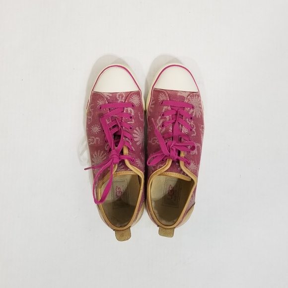 UGG Evera Denim Logo Print Sherpa Lined Sneakers in Pink Womens Size 8.5 - Picture 10 of 11